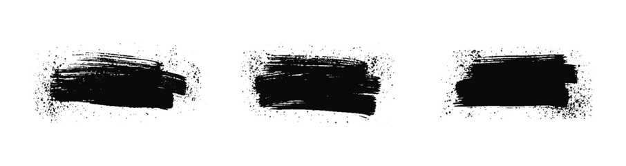 Set of Hand-Painted Brush Strokes - Black Grunge Ink Textures, Abstract Paint Smudges, Vector Brushstroke Elements for Creative Design, Artistic Rough Edges, Dirty Splatter, and Textured Patterns