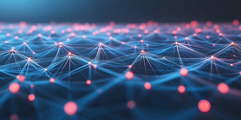 Blue Toned Glowing Grid Representing Data Transfer Technology