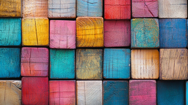 Colorful wooden blocks background