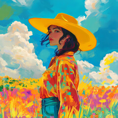 Portrait of a Beautiful Girl, Woman in a Meadow