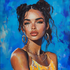Portrait of a Beautiful Girl, Woman in a Meadow