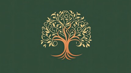  Stylized tree illustration on green background celebrating Arbor Day nature and environmental conservation
