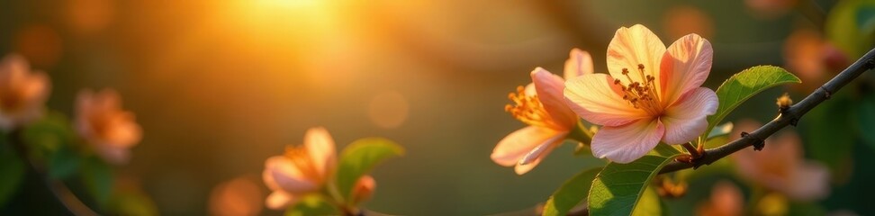 Golden hour bathes lush jasmine, fragrant blooms glow , bloom, nature