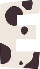 E Letter Alphabet With Cow Skin Pattern