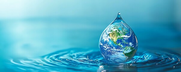 A creative illustration of planet Earth in the form of a water drop, symbolizing water day with an ethereal design, perfect for environmental or sustainability themes.
