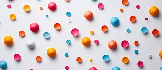 Colorful arrangement of circular objects on a white background, ideal for creative design concepts