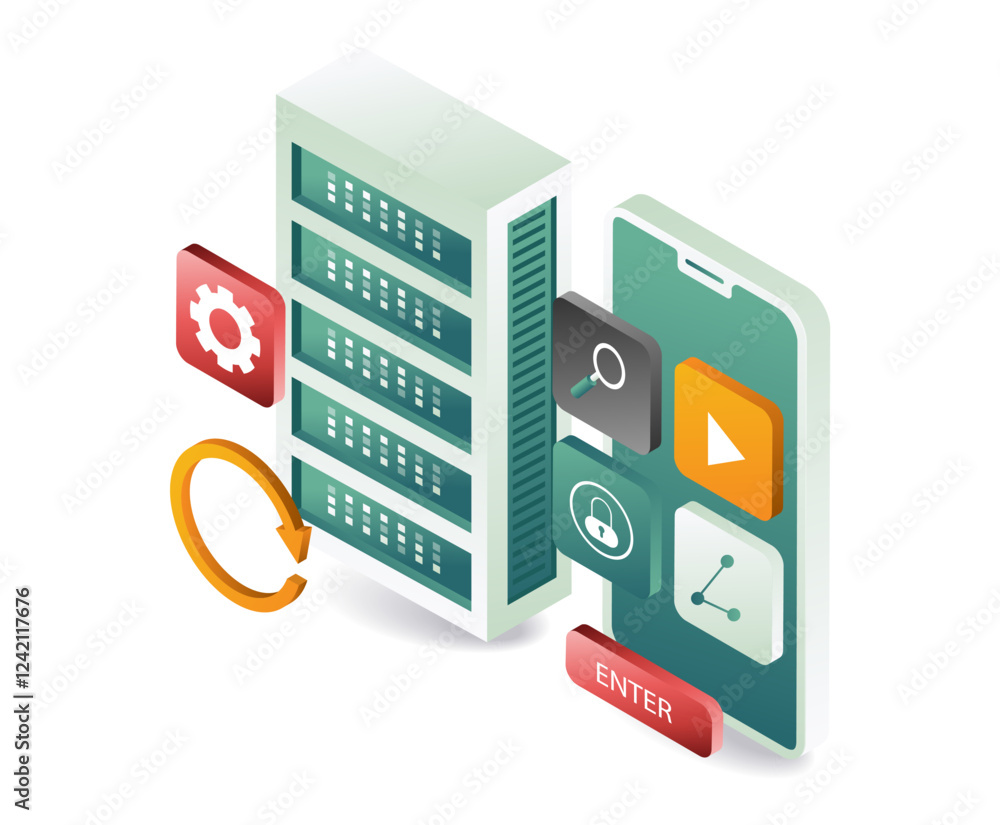 Poster smartphone data cloud server technology application