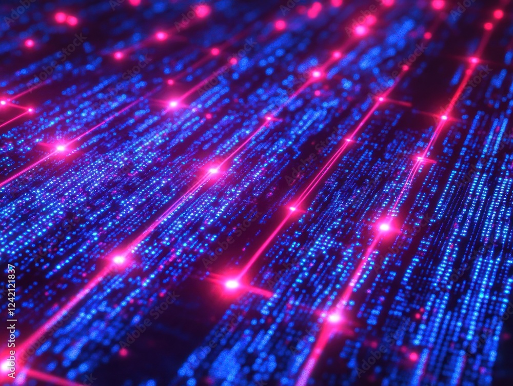 Aufkleber digital network stream with glowing connections, data flow tech background, for abstract use