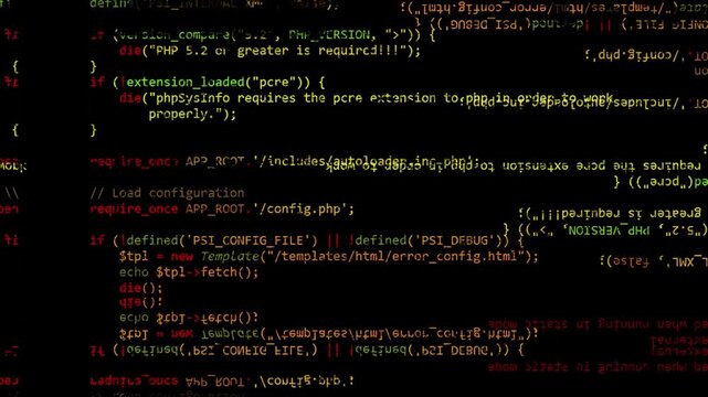 Computer programming error, system hacked concept, video for hacking, cyber security, coding and information technology