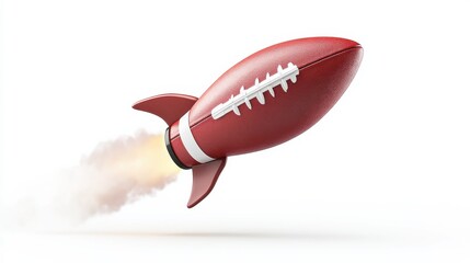 Fototapeta premium Rocket Shaped Football Blasting Off with Flames and Smoke Effect