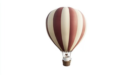 Obraz premium Vintage Hot Air Balloon in Red and Cream Stripes Against White Background