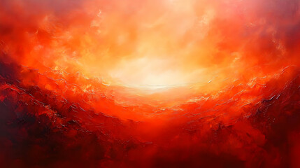 Fototapeta premium Fiery Sunset Abstract Painting