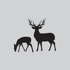 deer silhouette vector illustration, deer silhouette vector 