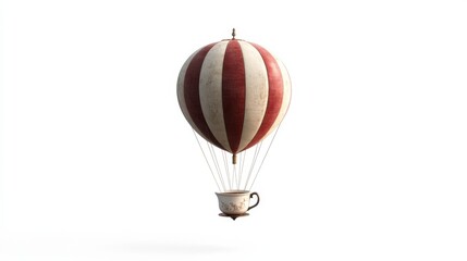 Obraz premium Vintage Hot Air Balloon Designed as a Coffee Cup with Stripes