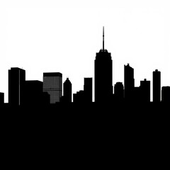 Fototapeta premium A silhouette of a bustling city skyline at sunset skyline silhouette 