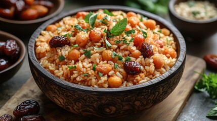 A Bahraini muhammar sweet rice with dates
