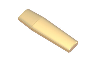 Golden felt pen with cap isolated on white background. 3d render