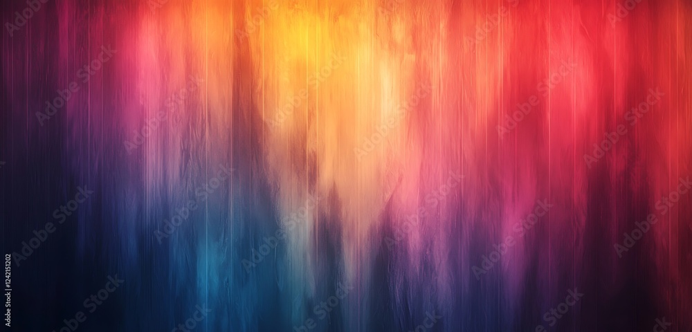 Poster a deep grainy gradient illustrating a smooth transition from warm to cool tones, d with vintage nois