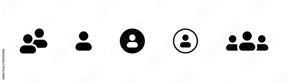 Poster People icon set. Group of users icon , User profile icon symbol. Team icon vector set. People group icon set, Persons symbol. squad icon	