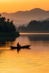 Sunset Serenity: The Art of Practice in Fishing Amidst Nature's Beauty