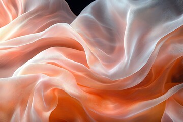 A delicate blend of pastel peach and rose pink in an abstract futuristic texture, isolated on a Black background. A smooth, elegant design element perfect for modern aesthetics