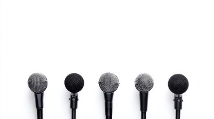 Microphones on White Background for Speech and Presentation