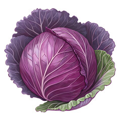 Obraz premium Vibrant red cabbage nestled within its green outer leaves in a fresh garden setting showcasing nature's produce in detail Transparent PNG
