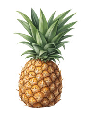 Fototapeta premium Vibrant pineapple with green leaves standing alone on a neutral background, showcasing its unique texture and color variations Transparent PNG