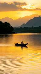Sunset Serenity: The Art of Practice in Fishing Amidst Nature's Beauty