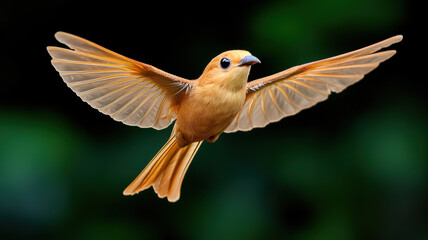 Fototapeta premium Beautiful bird in flight with vibrant orange feathers and wide wings