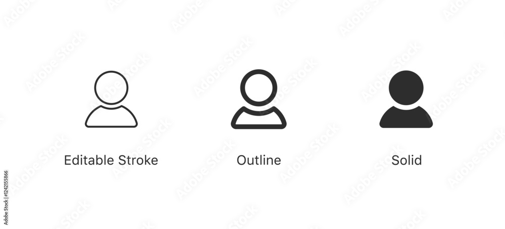Poster user icon, login account sign, male person profile avatar symbol in circle . app web vector icon. ed