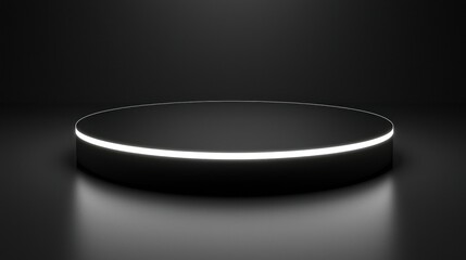 Illuminated circular platform, dark studio, product display (1)