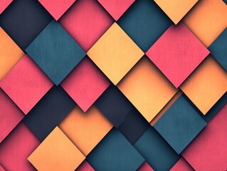 Colorful geometric pattern featuring interlocking squares in shades of orange, pink, and blue for a vibrant visual appeal.