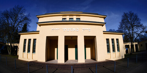 Entrance and mourning hall of the Jewish cemetery in Cologne Bocklemuend in neoclassical style from 1930