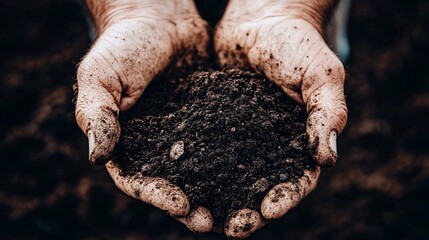 Farmer proudly displays nutrient-rich soil, highlighting its potential for fruitful growth