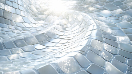 Abstract swirling white tiles, light background, texture design, website banner