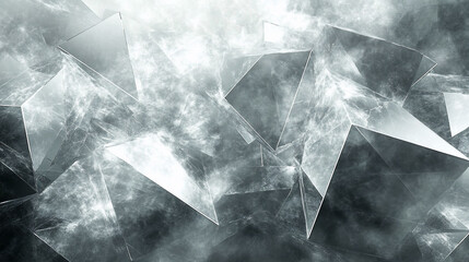 Abstract silver crystals, smoky background, futuristic texture, digital art, website design