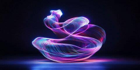 Abstract swirling light, dark background, digital art, website banner