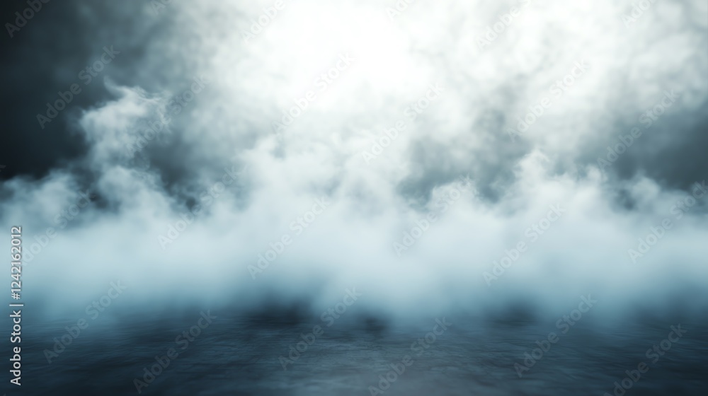 Poster mysterious fog envelops the landscape creating an ethereal atmosphere at dawn