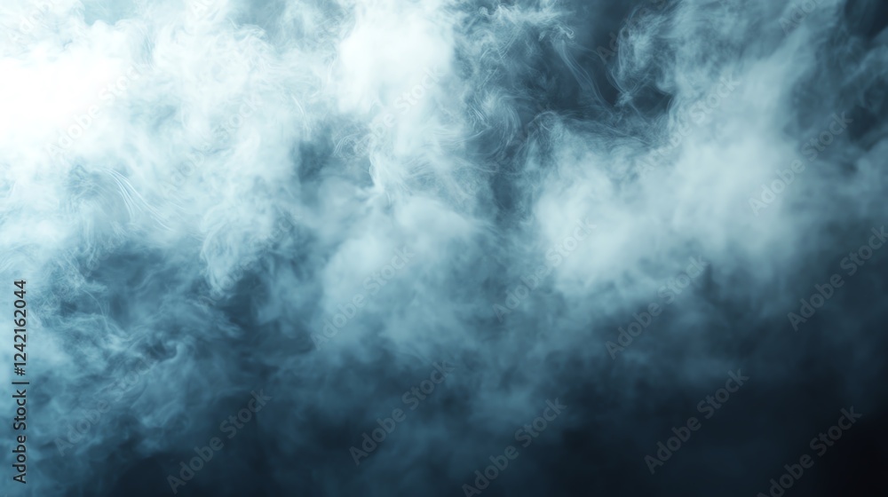Poster mist envelops a dark space, creating an atmosphere of mystery and intrigue with swirling patterns of