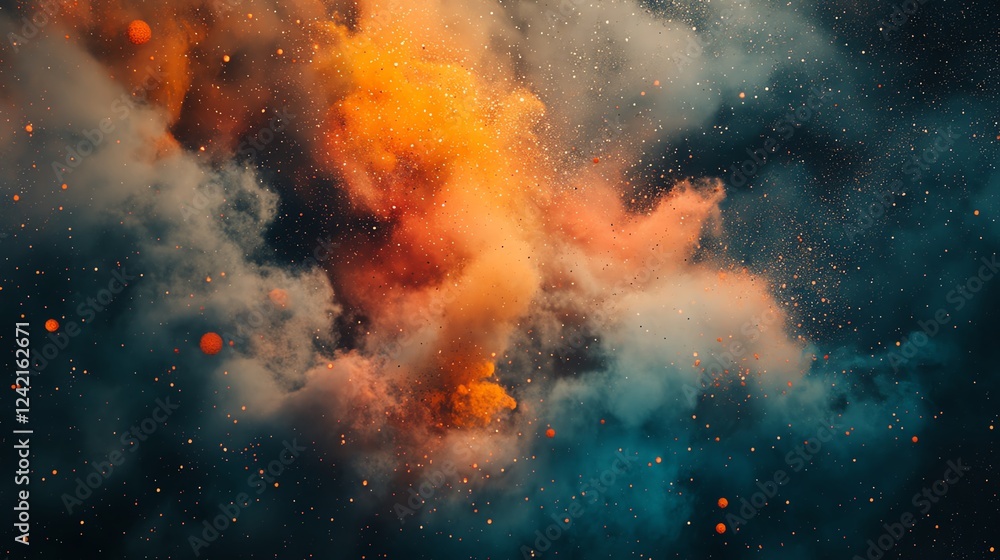 Poster vibrant explosion of color and texture fills the space creating a surreal atmosphere