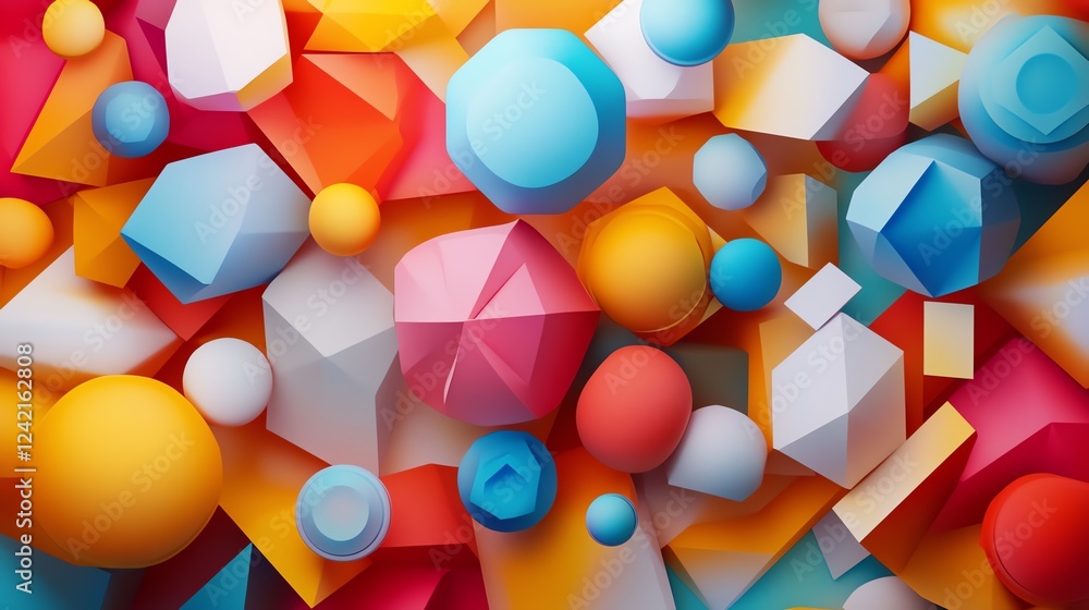 Poster colorful abstract shapes create a vibrant composition of geometry and design in bright tones