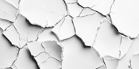 White porcelain fragments with fine cracks forming unique broken texture