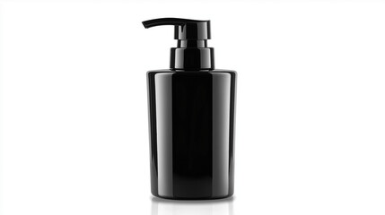 Obraz premium modern dispenser black bottle with a pump , on white background . cream , shampoo , cosmetic , soap , gel