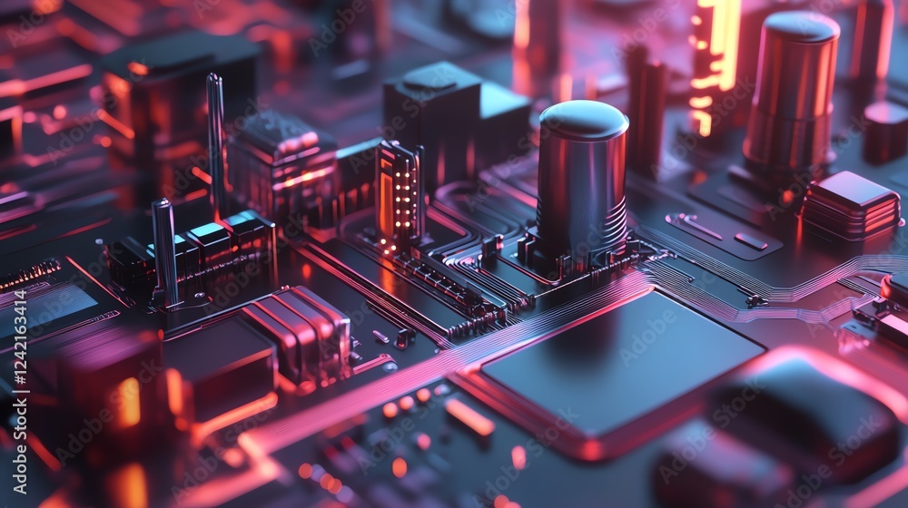 Aufkleber intricate circuit board design showcasing advanced technology with vibrant colors and depth