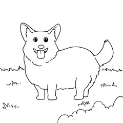 Cute Corgi Animal Coloring Page