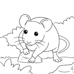Fototapeta premium Cute Mouse Animal Coloring Page