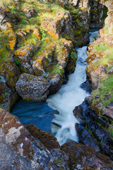 USA, Washington State, Lyle. Major Creek flowing through narrow canyon