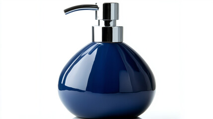 modern dispenser blue bottle with a pump ,  on white   background . cream , shampoo , cosmetic , soap , gel