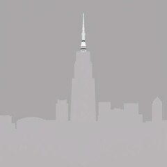 Fototapeta premium Skyline of a modern hypothetical city - concept with black lines on white background skyline silhouette 